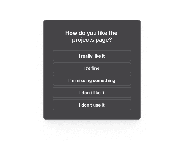 User feedback survey