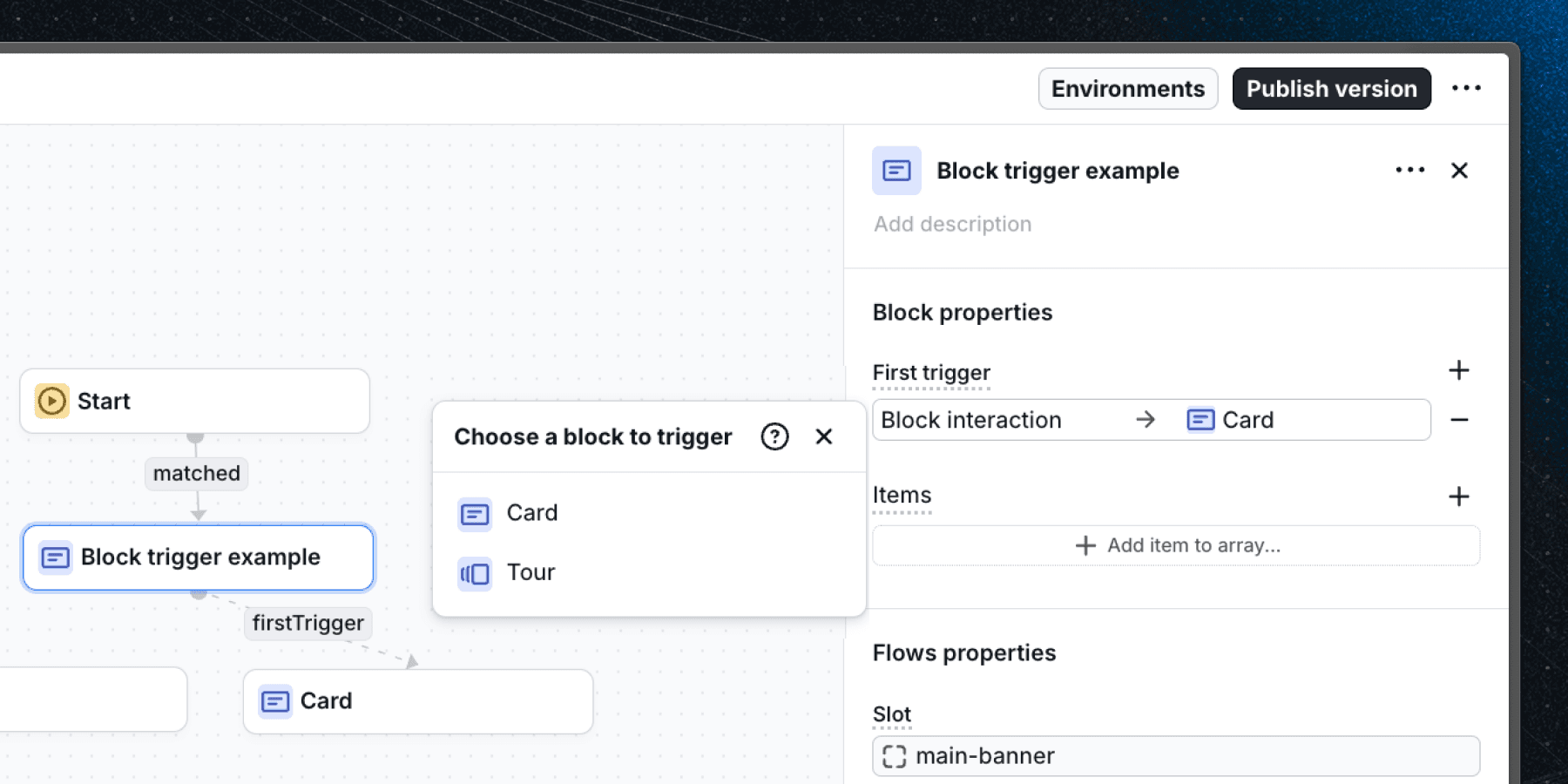 Block trigger block property